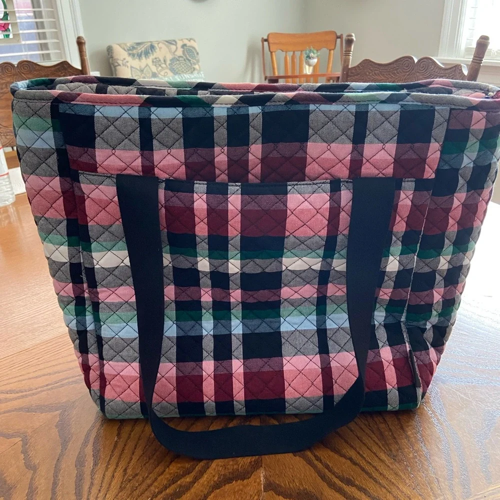 Vera Bradley Plaid Quilted Market Tote Bag - Picture 3 of 6